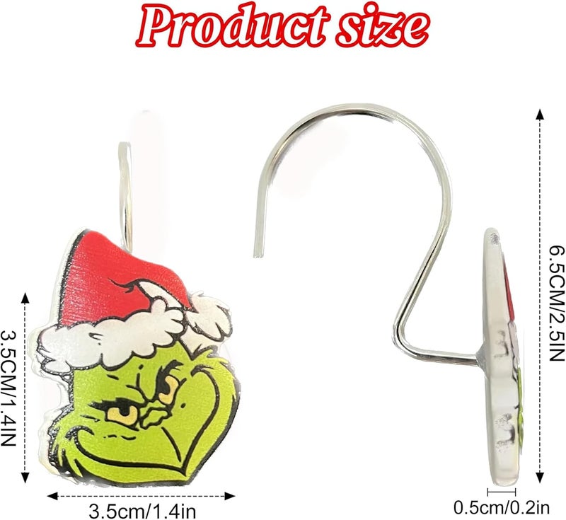 SHOCAWS 12-Piece Christmas Shower Curtain Hooks - Festive Metal Rustproof Cute Shower Curtain Rings Bathroom Decoration Accessories - Image 4